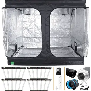 4x 720W LED Grow Tent Kit - 2.4m x 2.4m x 2.0m