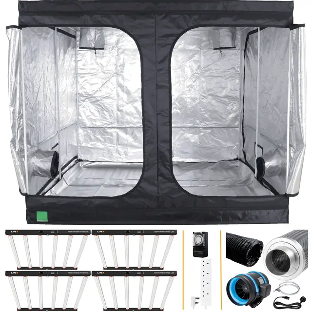 4x 720W LED Grow Tent Kit - 2.4m x 2.4m x 2.0m