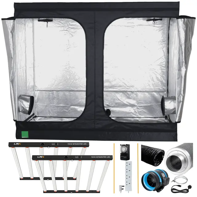 2x 720W LED Grow Tent Kit - 1.2m x 2.4m x 2.0m